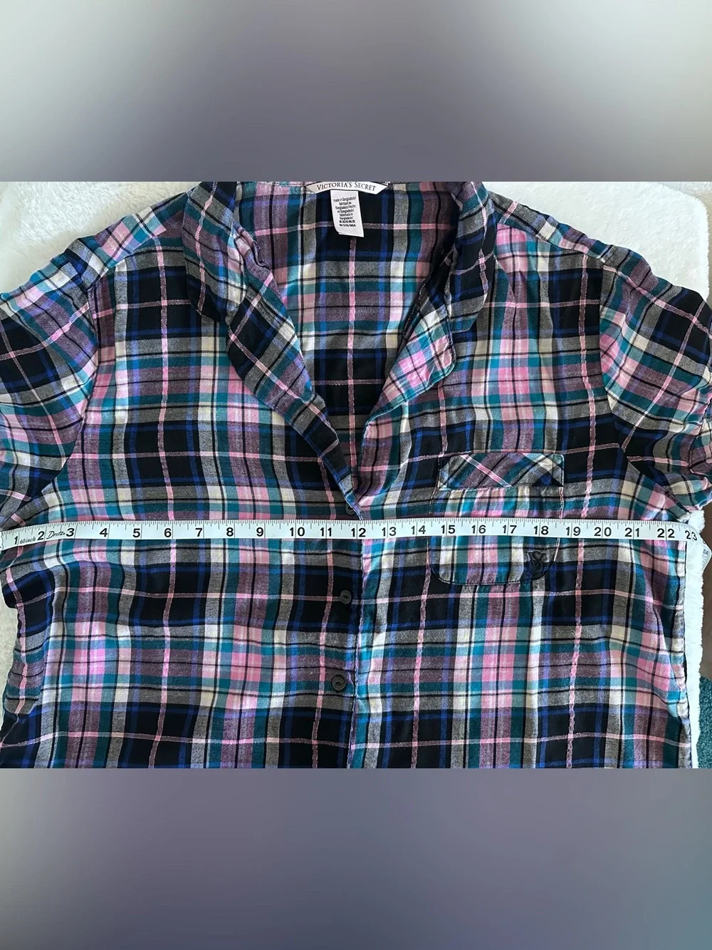Victoria's Secret - Matching Set -Plaid Pajamas in Navy, Pink & Teal - Size M